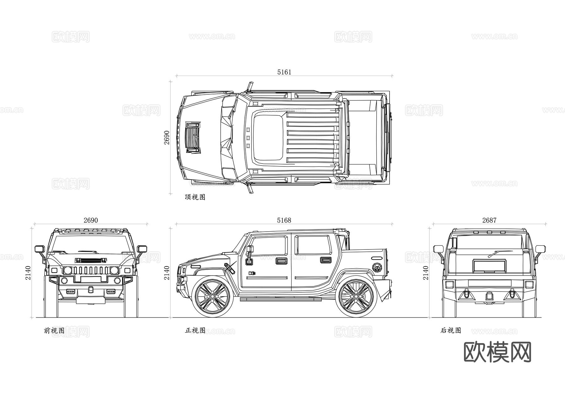 悍马H2 悍马H2越野车 悍马H2 SUV 悍马H2豪华越野cad施工图
