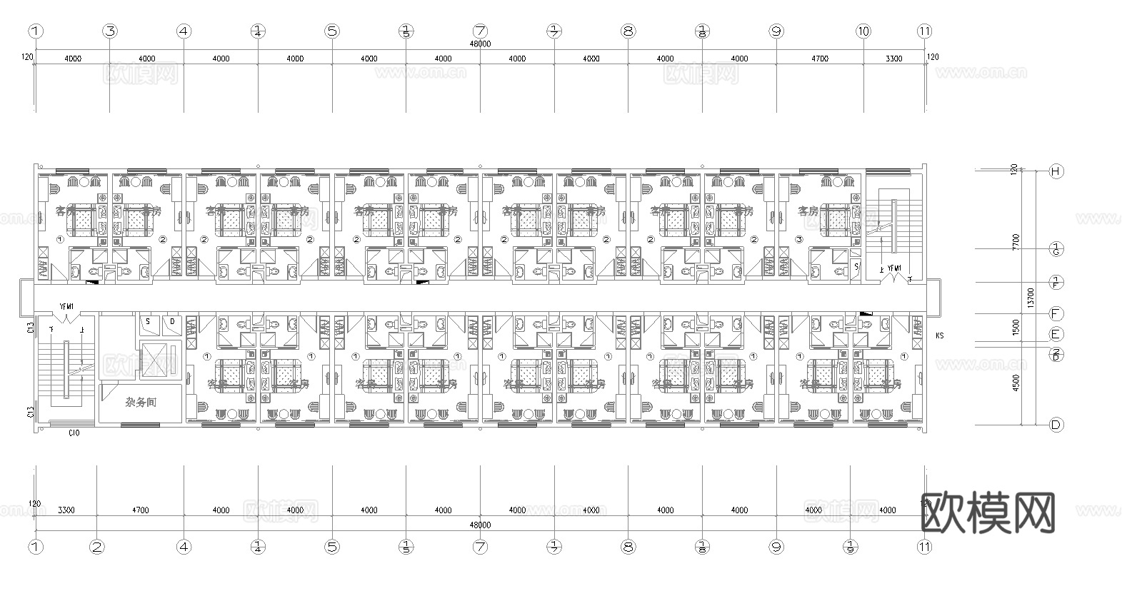 最新全套 假日酒店 施工图合集cad施工图