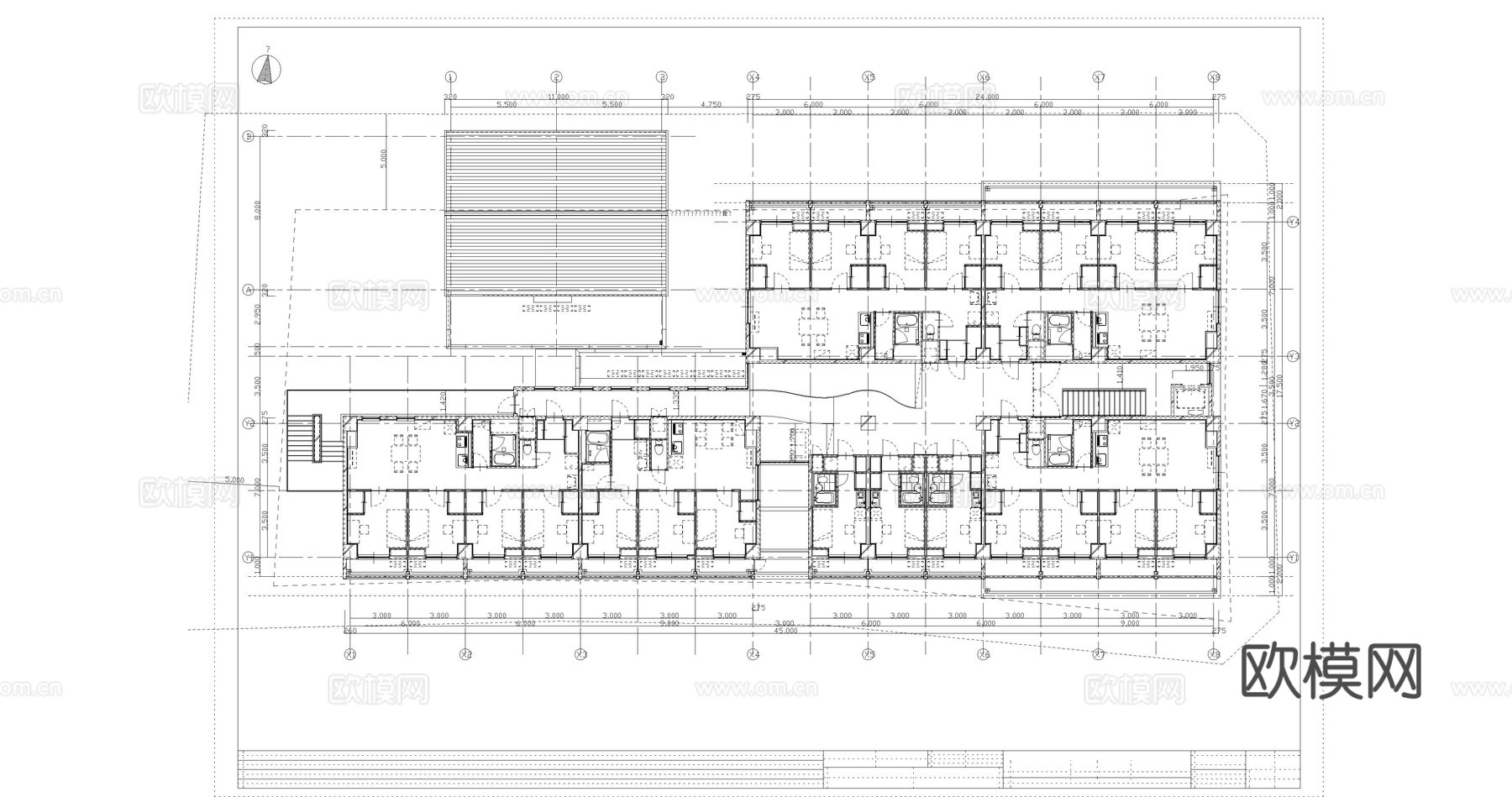学校宿舍楼建筑平立剖图纸cad施工图