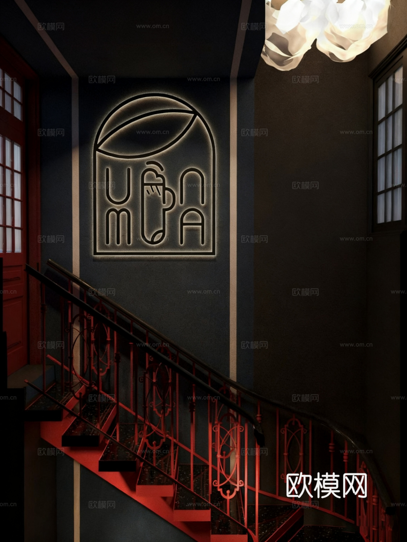 夜景酒吧 户外餐饮 商业街夜景 足球赛转播屏幕 户外遮阳棚休3d模型下载（渲染图5）