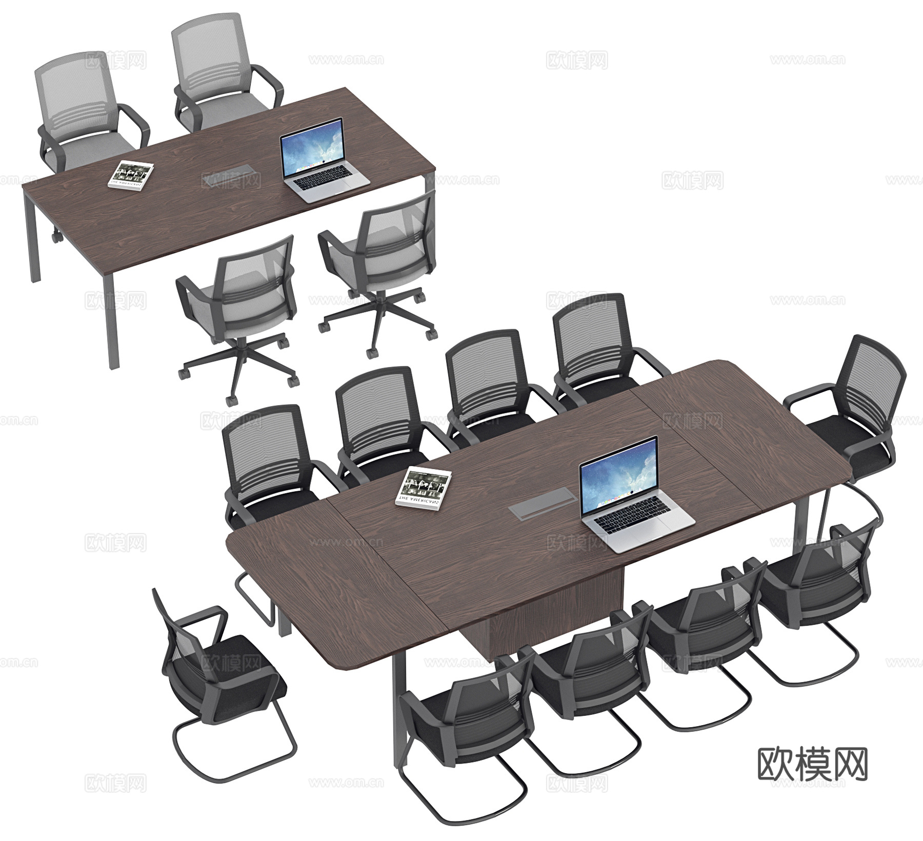 现代会议桌 洽谈桌 会议椅 办公桌 弧形会议桌 洽谈椅 培训3d模型下载