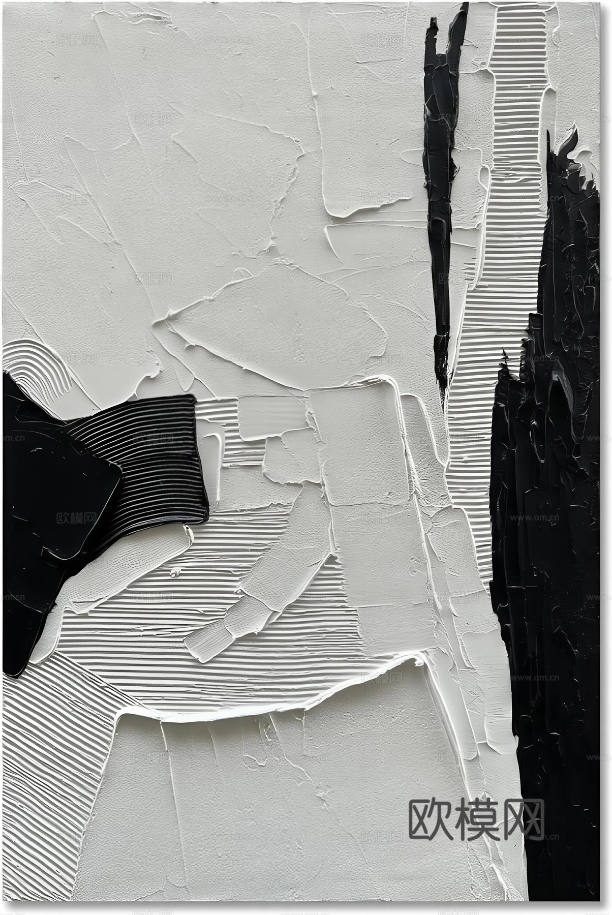 侘寂简约抽象挂画 艺术挂画 肌理画 黑白艺术画贴图