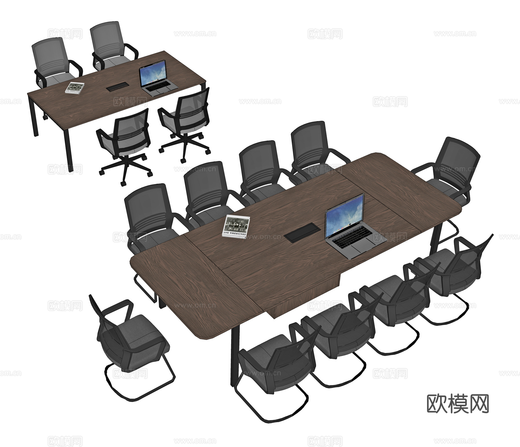 现代会议桌 洽谈桌 会议椅 办公桌 弧形会议桌 洽谈椅 培训su模型