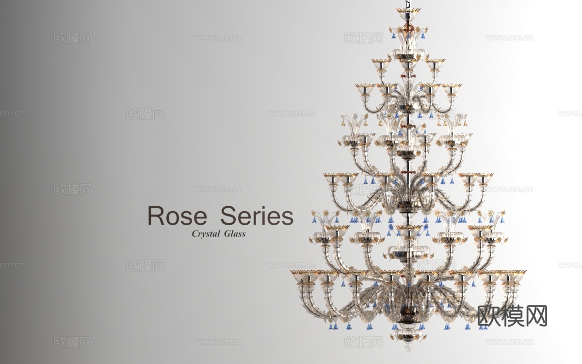 玻璃艺术吊灯3d模型下载（渲染图2）