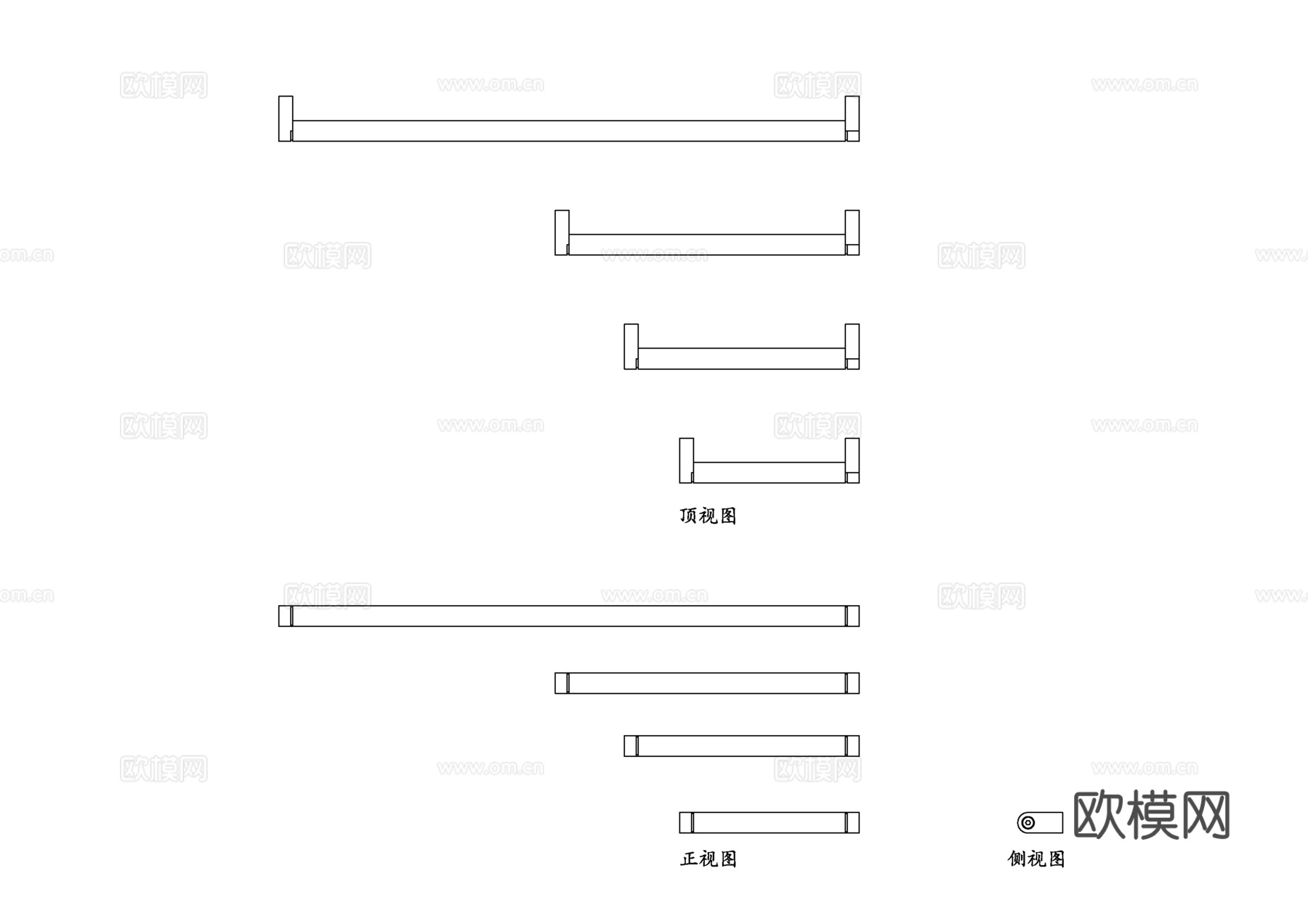 钢条抽屉拉手 金属抽屉拉手 不锈钢抽屉拉手 条形抽屉拉手cad施工图