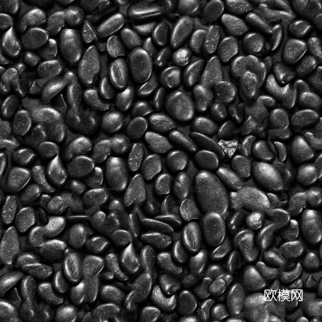高清无缝黑色鹅卵石贴图下载