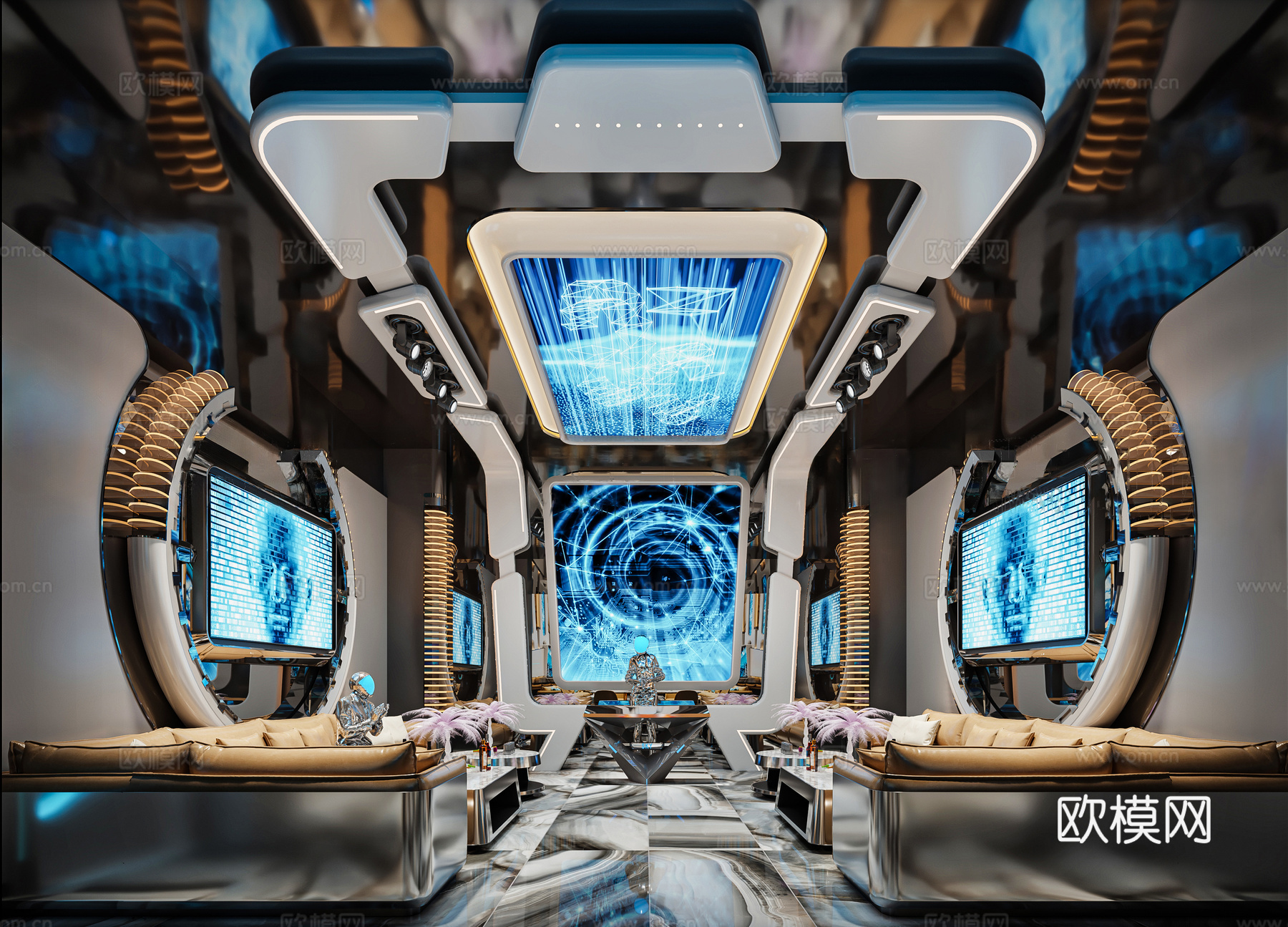 最新2套 KTV 派对房 施工图 效果图合集cad施工图