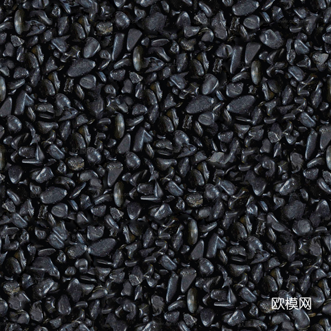 无缝户外黑色鹅卵石黑色碎石贴图