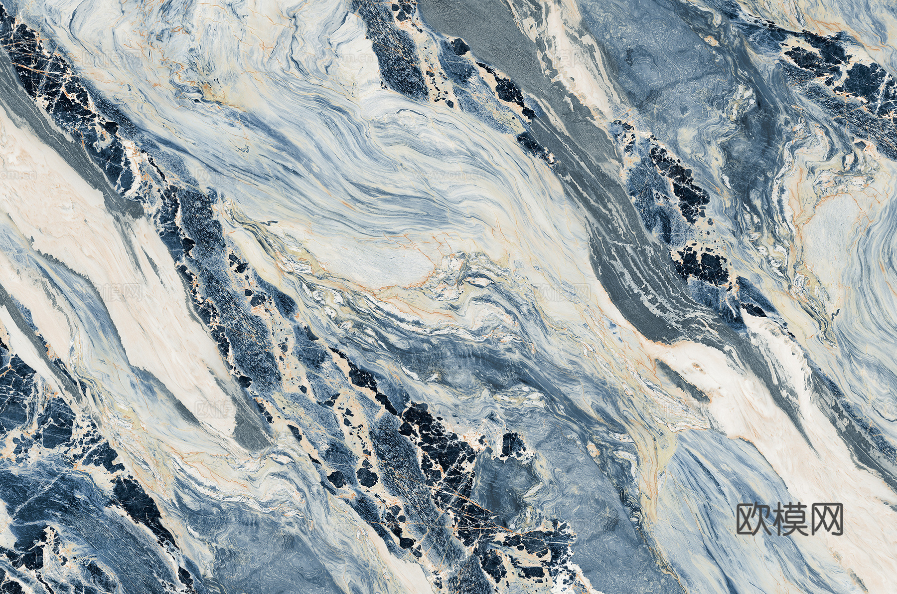 法式现代蓝色大理石奢石 潘多拉奢石