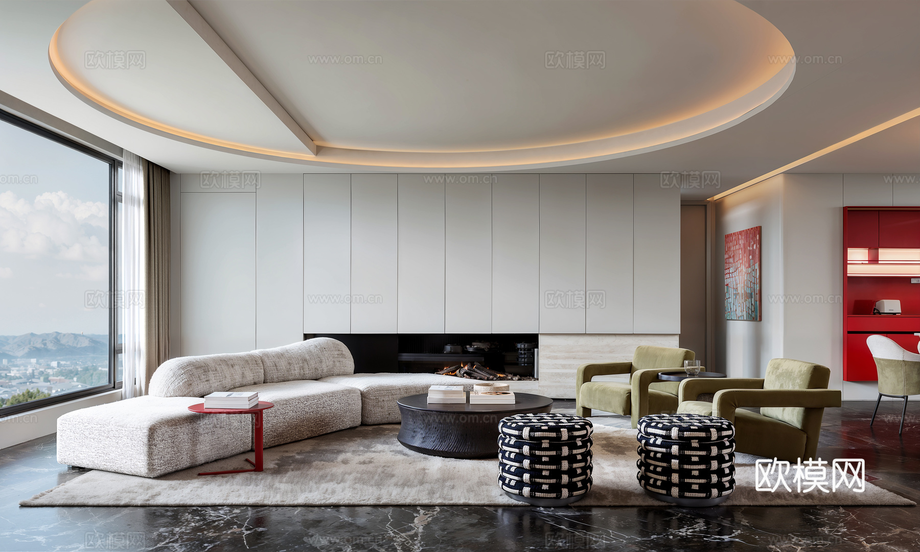 意式轻奢客餐厅su模型