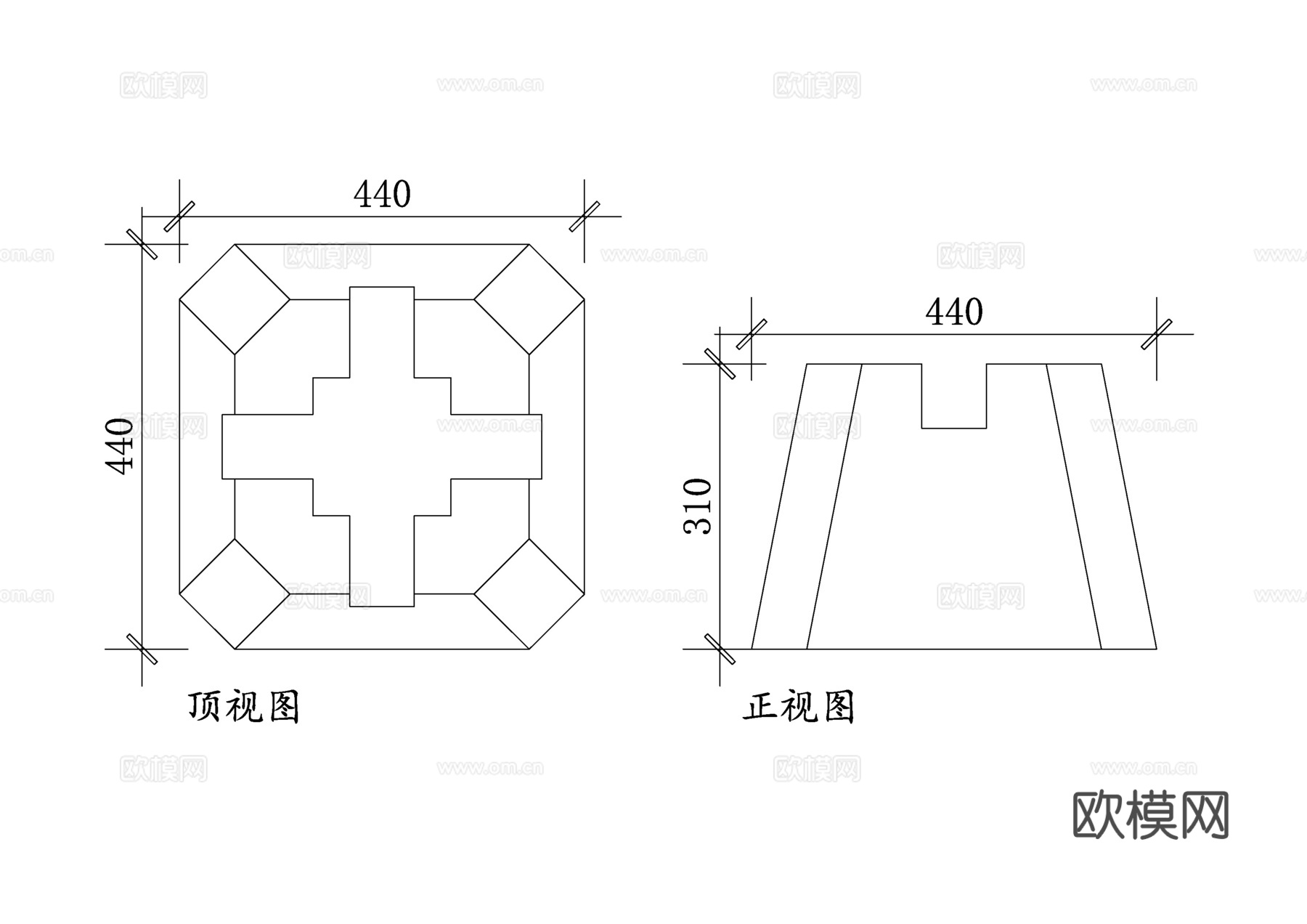 混凝土墩块 混凝土预制块 混凝土基座 混凝土支墩 混凝土垫块cad施工图