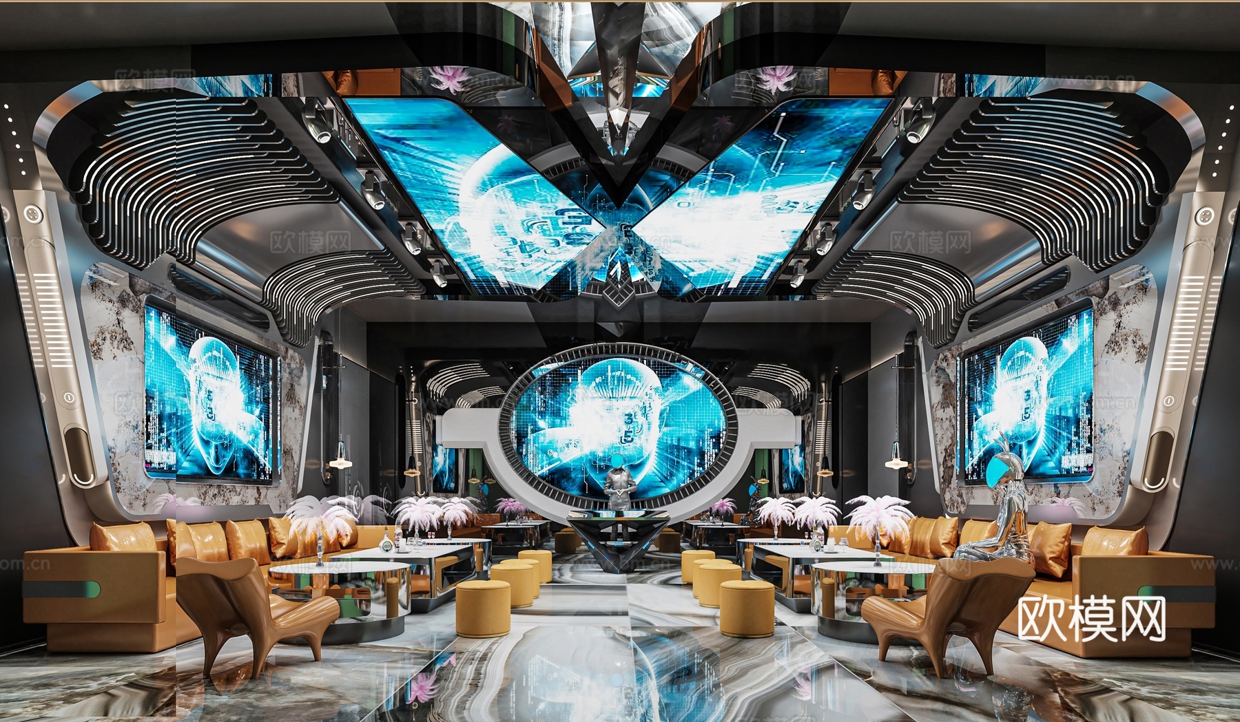 最新2套 KTV 派对房 施工图 效果图合集cad施工图