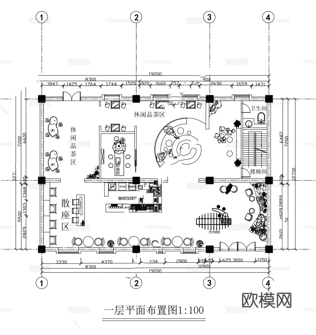 最新全套 咖啡店 施工图合集cad施工图