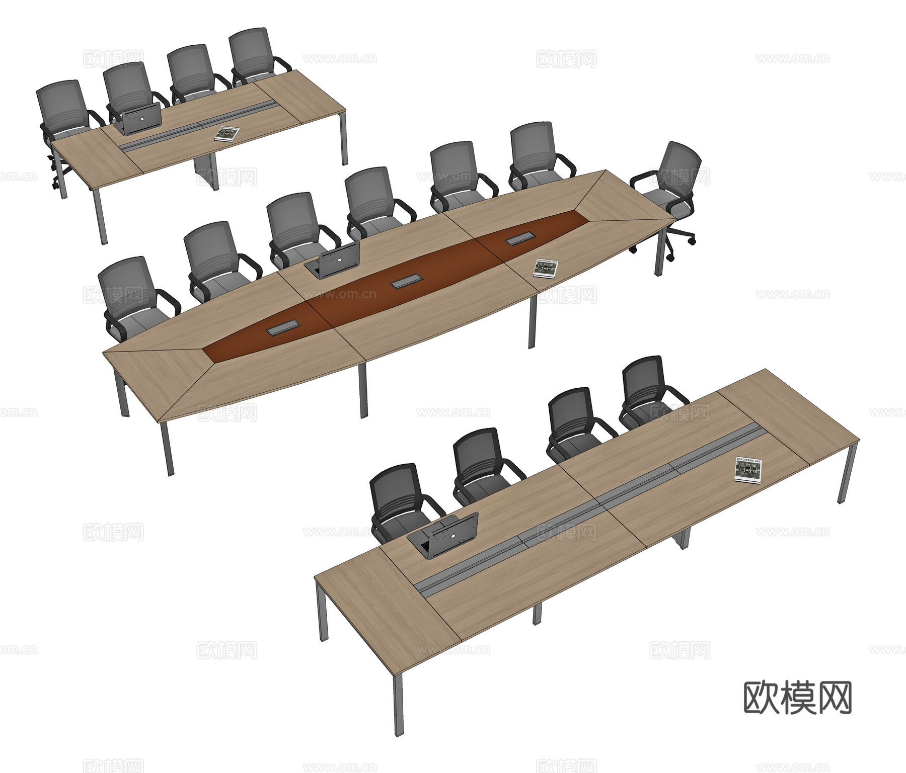 现代会议桌 洽谈桌 会议椅 办公桌 弧形会议桌 洽谈椅 培训su模型