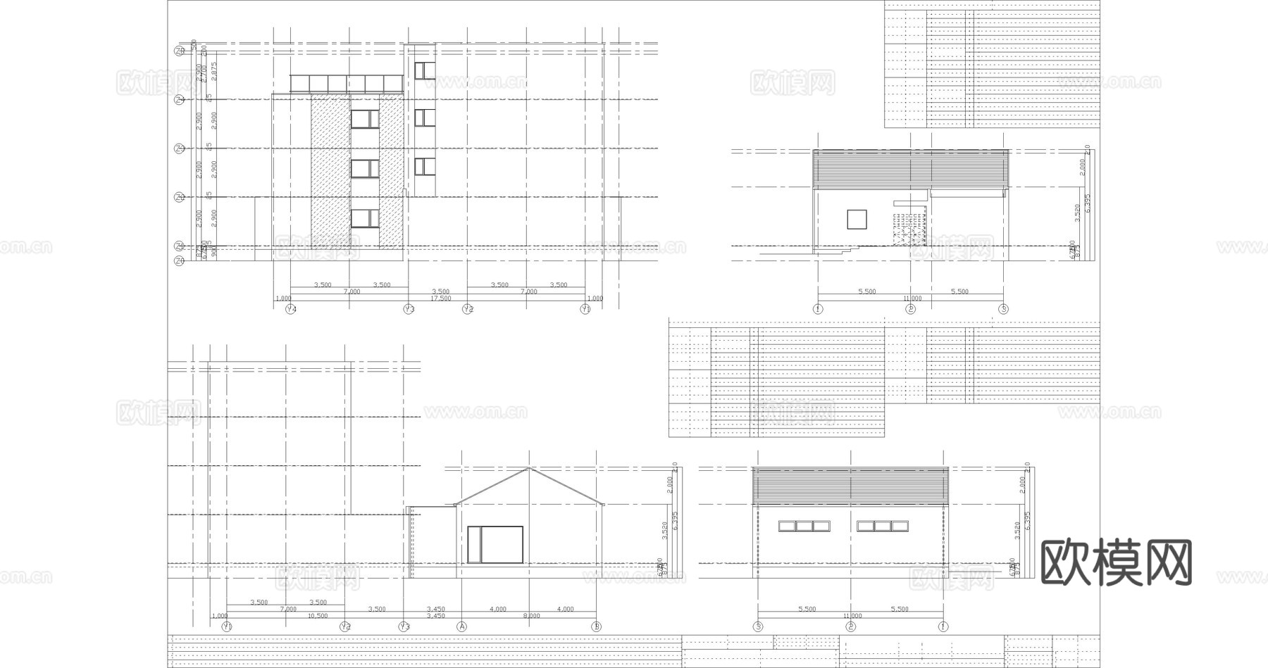 学校宿舍楼建筑平立剖图纸cad施工图