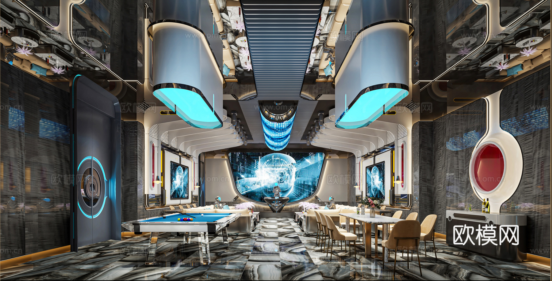 最新2套 KTV 派对房 施工图 效果图合集cad施工图