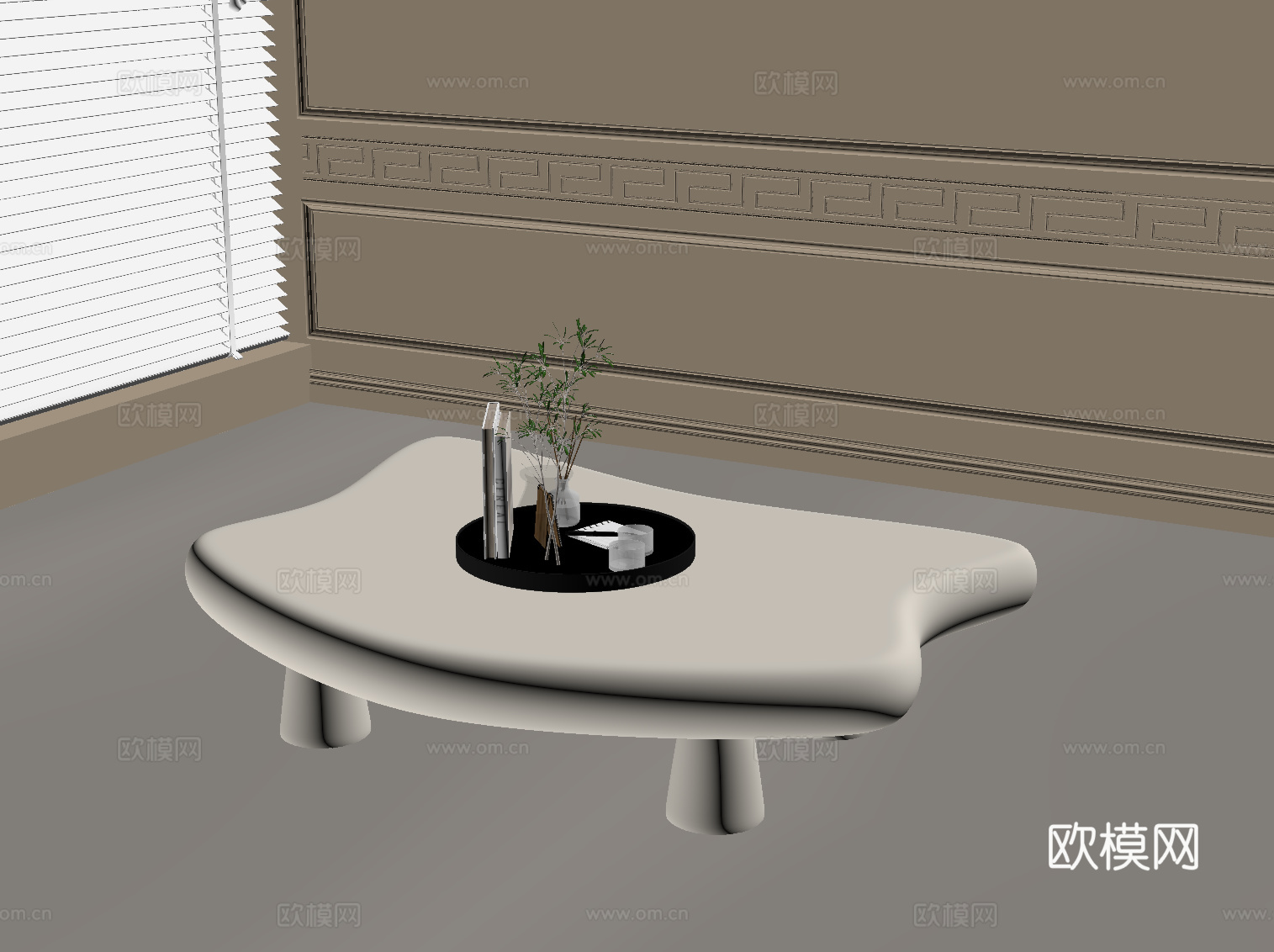 现代奶油风茶几 异形茶几su模型