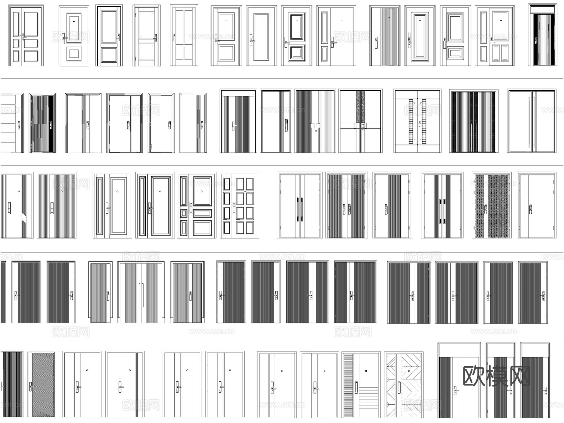 2026年最新超全实木门钢木门防盗门铝合金门平开门CAD图库cad施工图