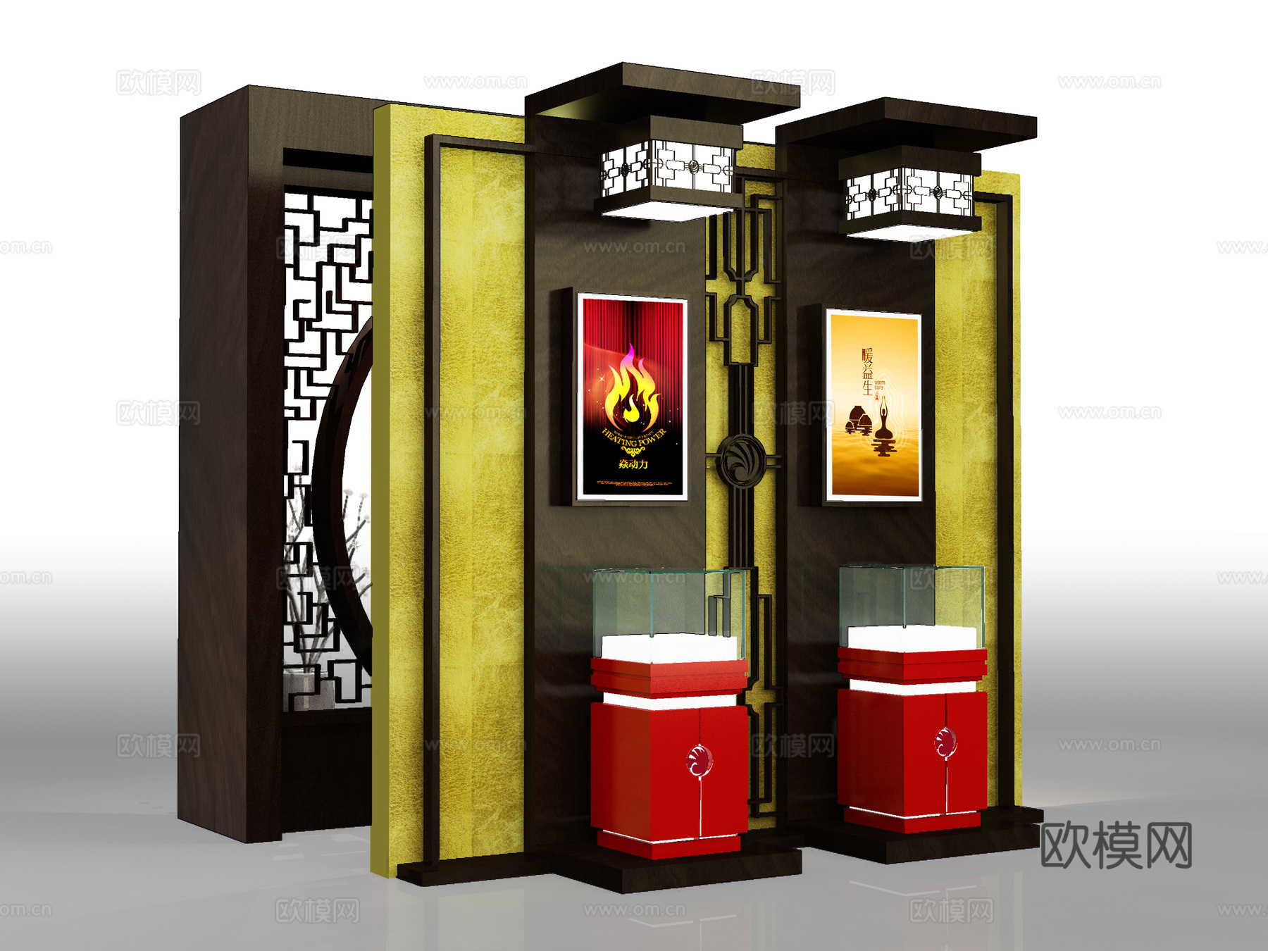 新中式风美妆展示一套3d模型下载（渲染图3）