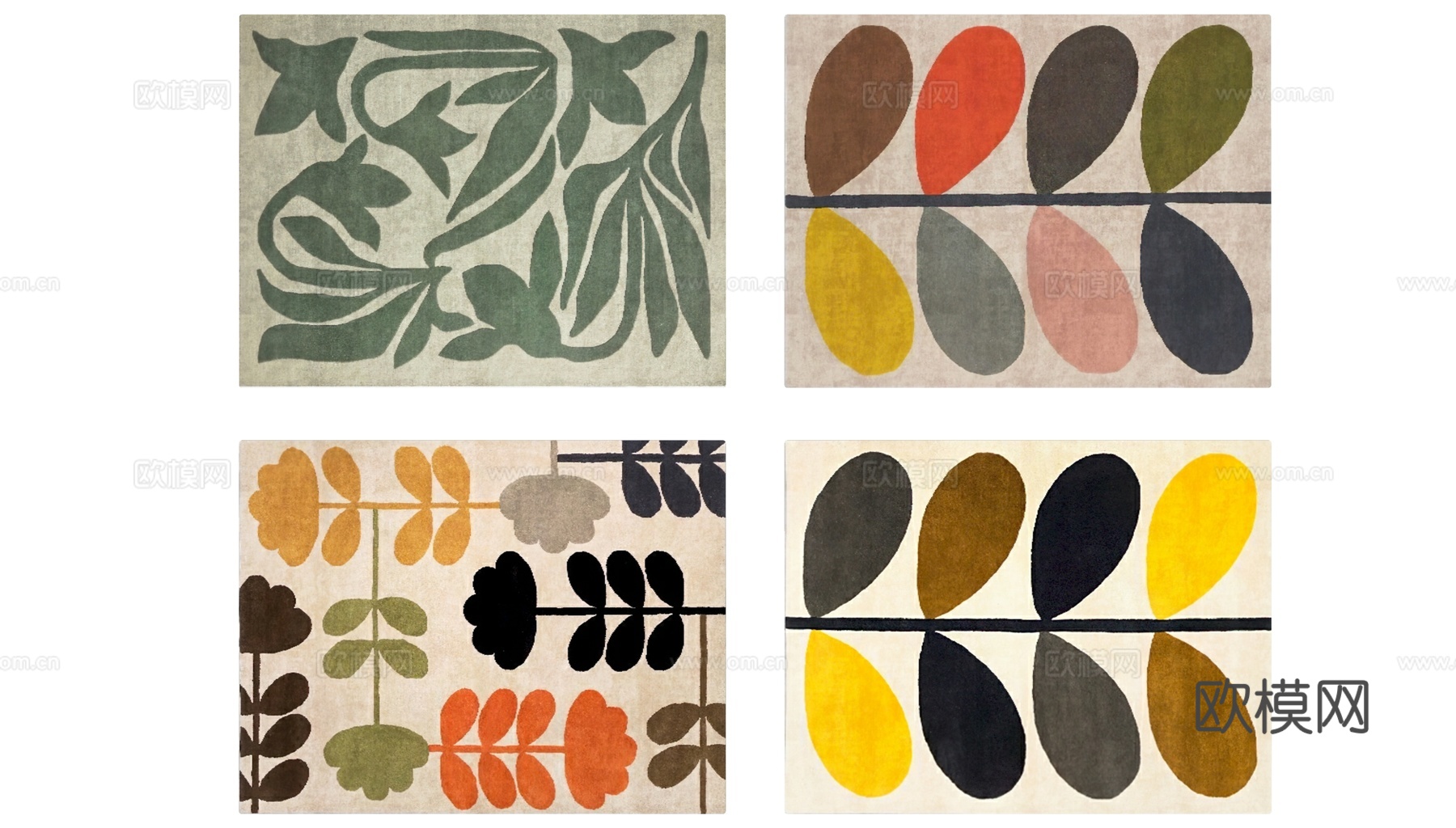 现代中古风地毯su模型