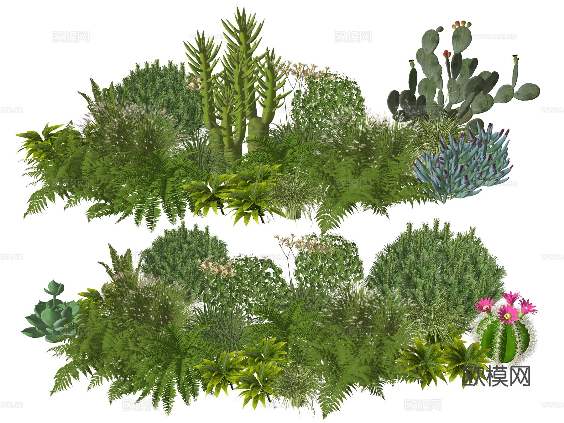 现代庭院室内景观植物堆组合su模型下载