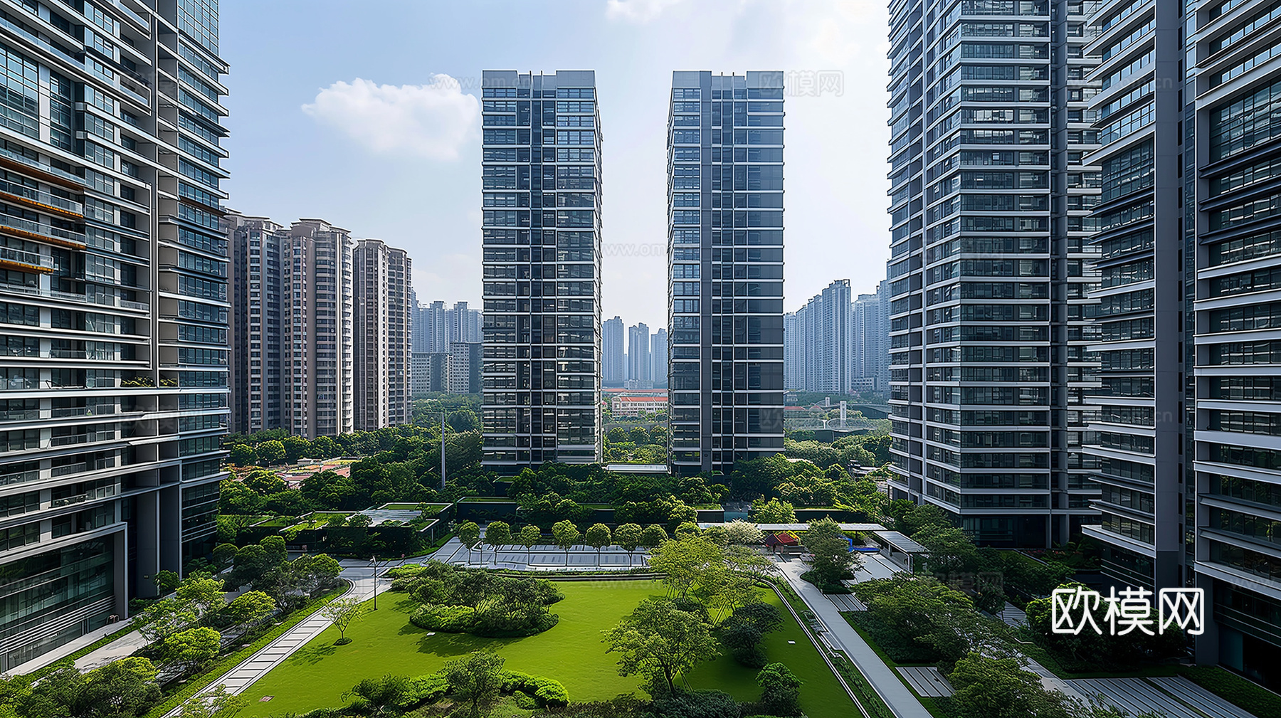现代城市小区外景