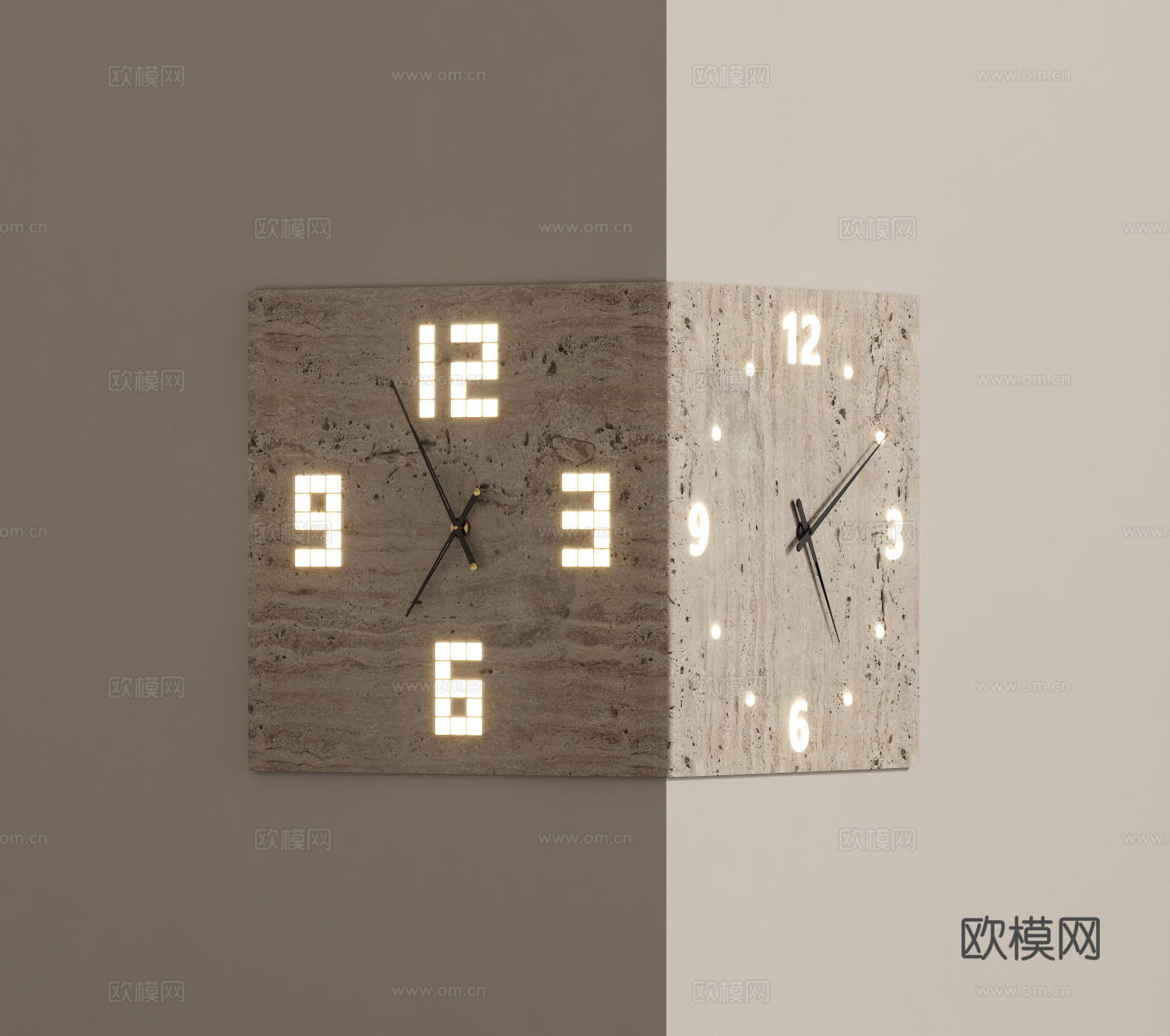 侘寂现代转角墙饰挂件su模型