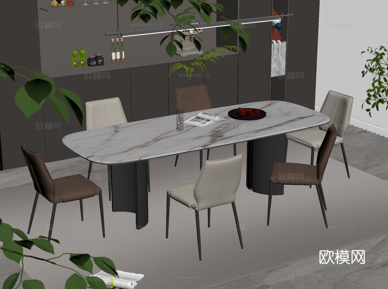 现代简约餐桌椅su模型