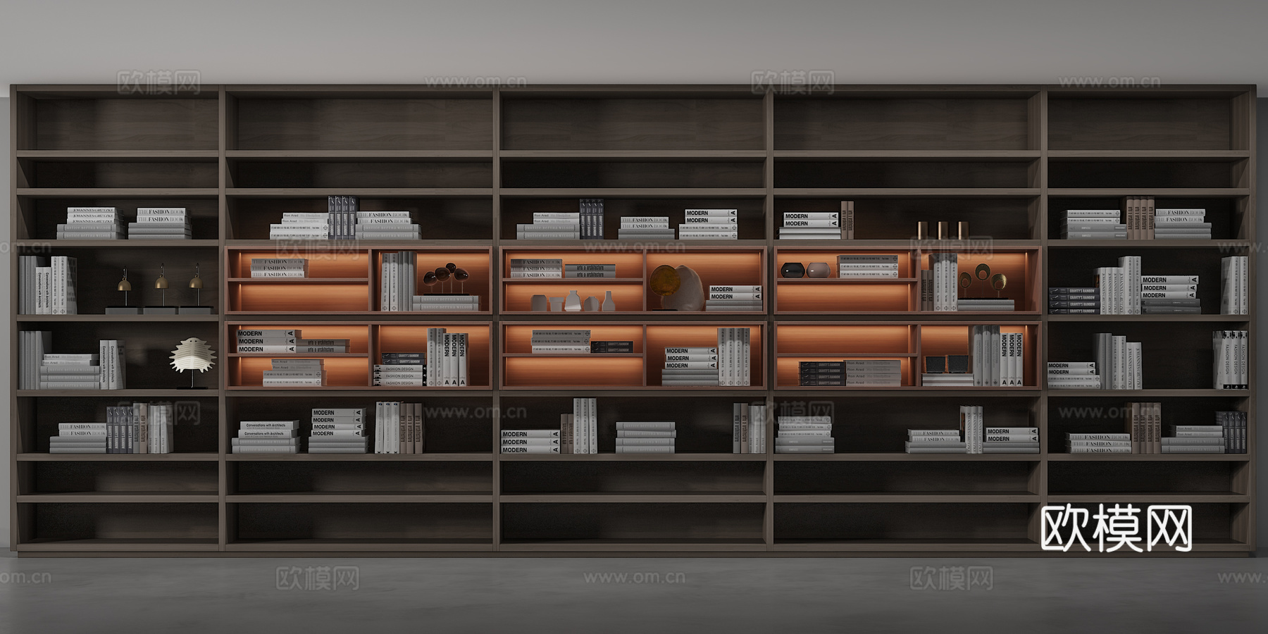 北欧现代北欧书柜电视柜书本装饰品电视墙3d模型下载（渲染图3）