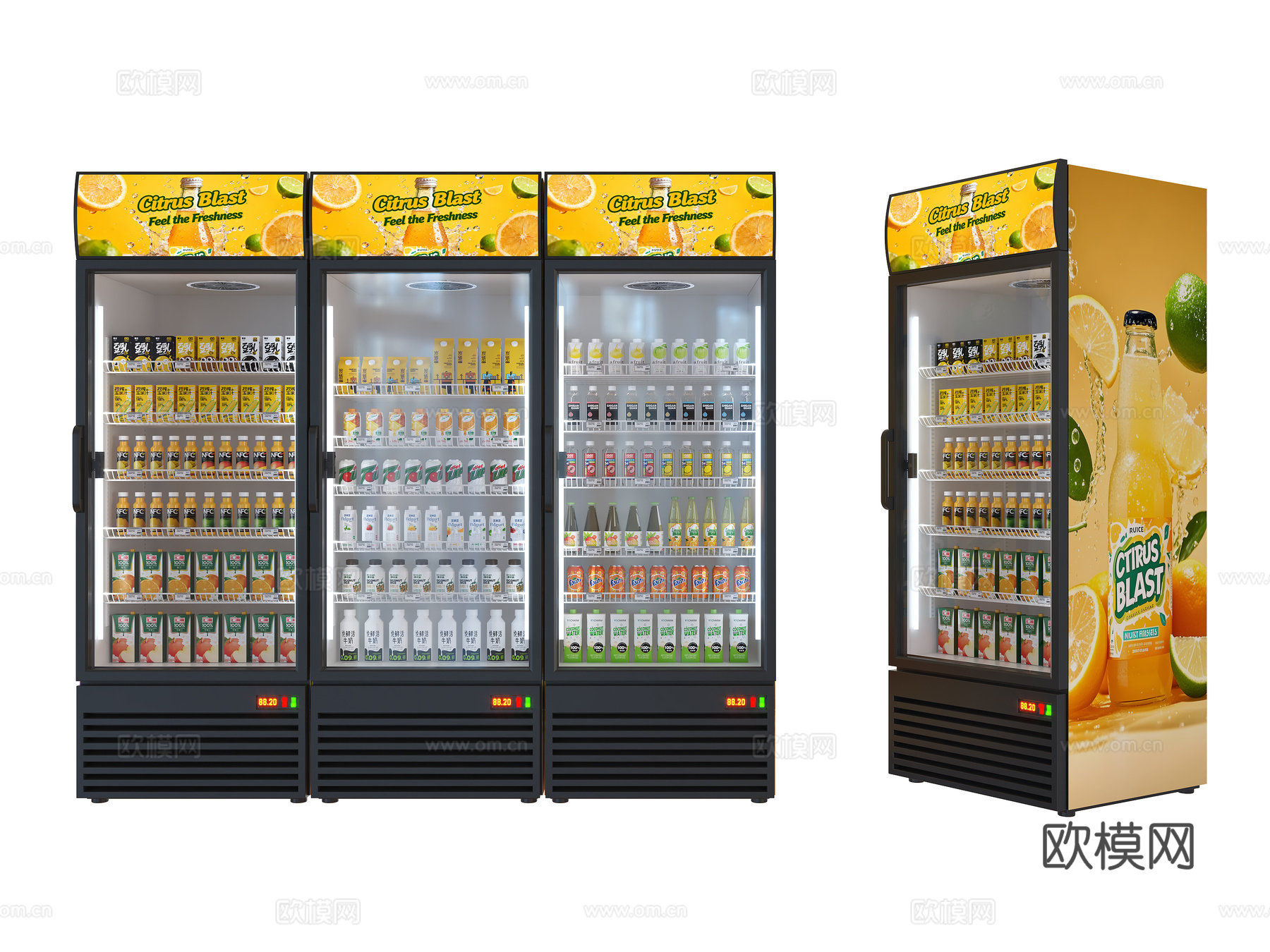 饮料柜 冷饮柜  啤酒饮料矿泉水 冷藏柜 保鲜柜 冰柜 冷柜3d模型下载（渲染图1）