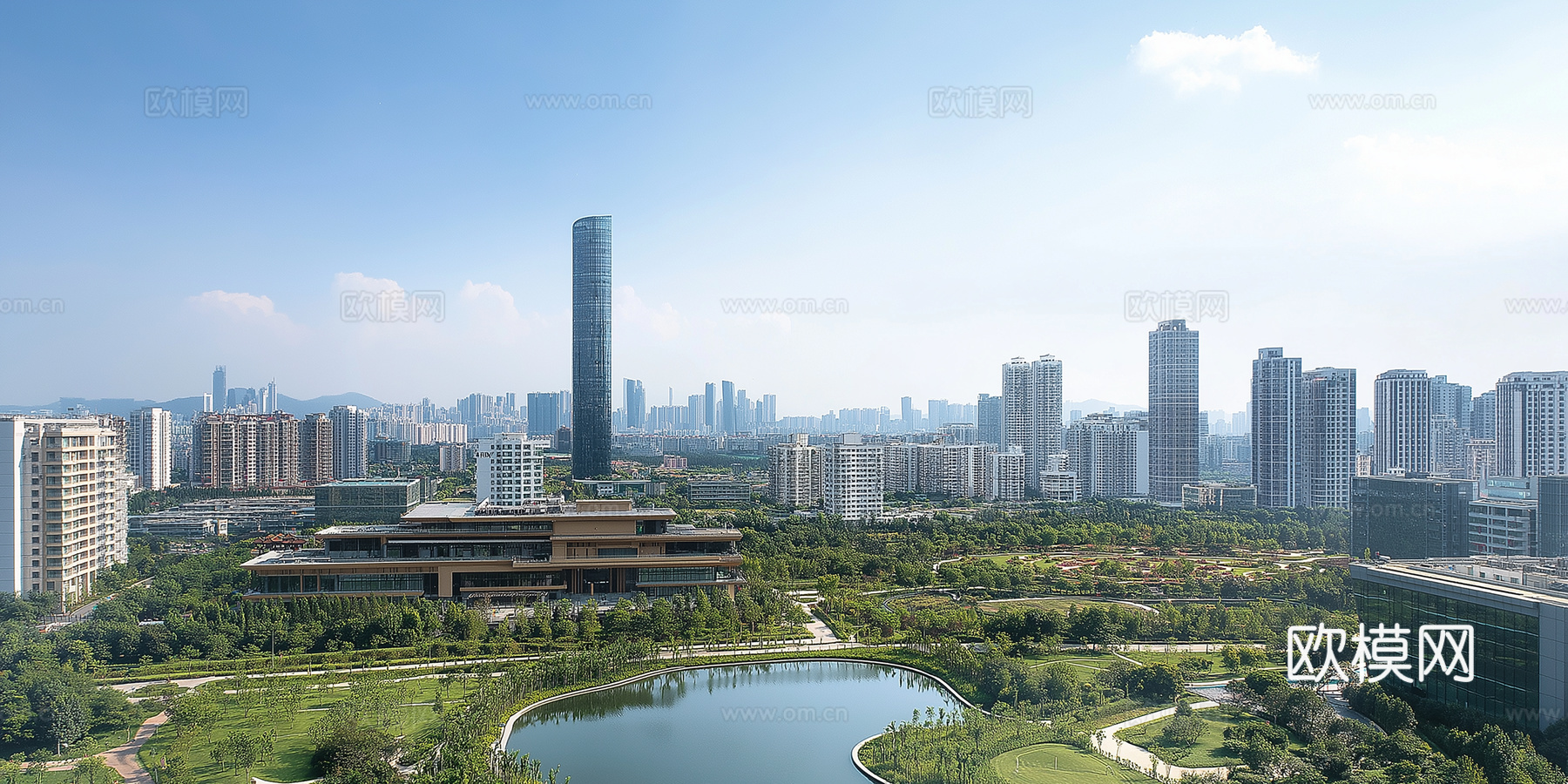 现代城市白天外景天空外景