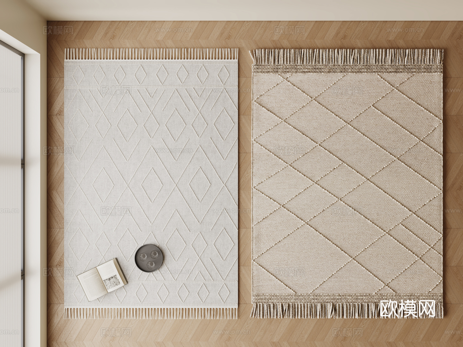 意式简约地毯 方形地毯 布艺地毯 客厅地毯 侘寂地毯su模型