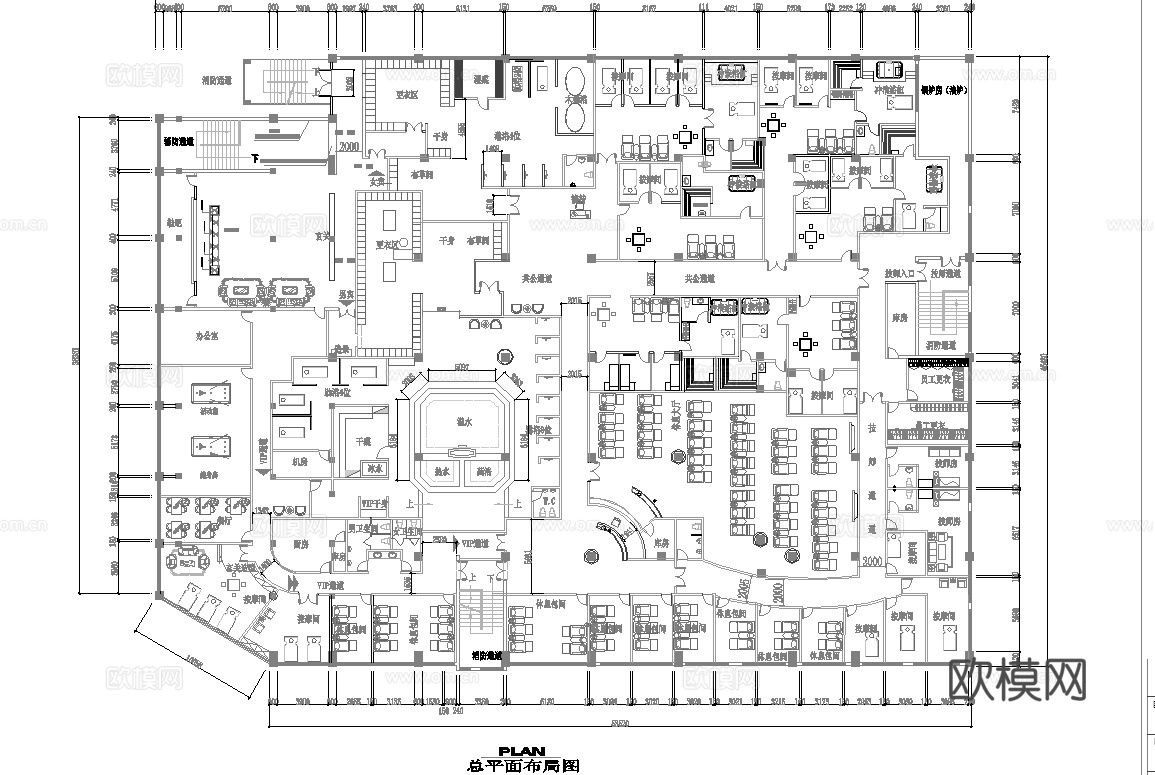 最新完整版spa足浴店施工图合集cad施工图