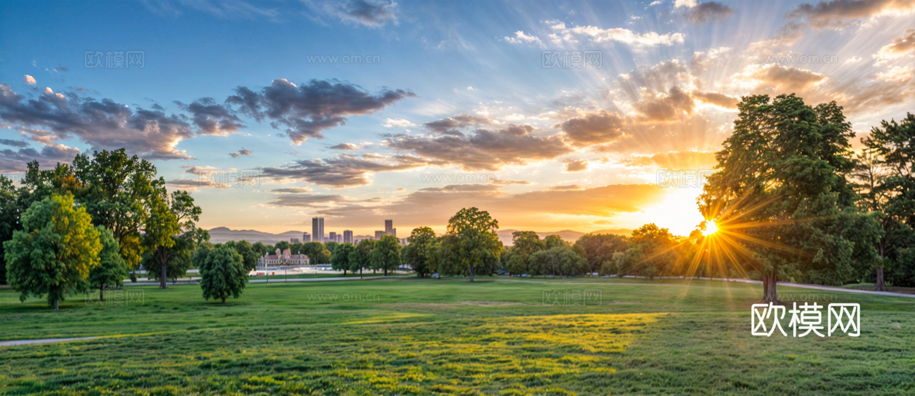 现代天空外景室外黄昏夕阳天空