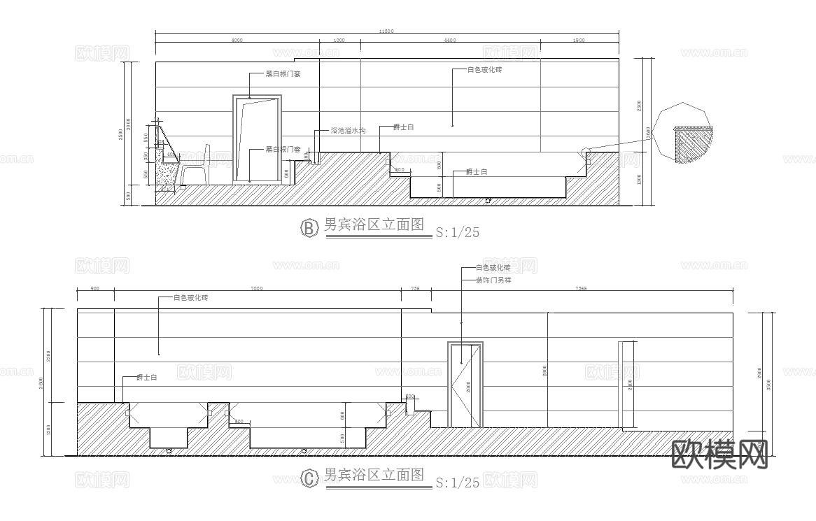 最新完整版spa足浴店施工图合集cad施工图
