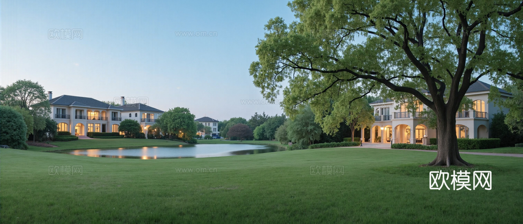 现代小区外景别墅外景庭院外景