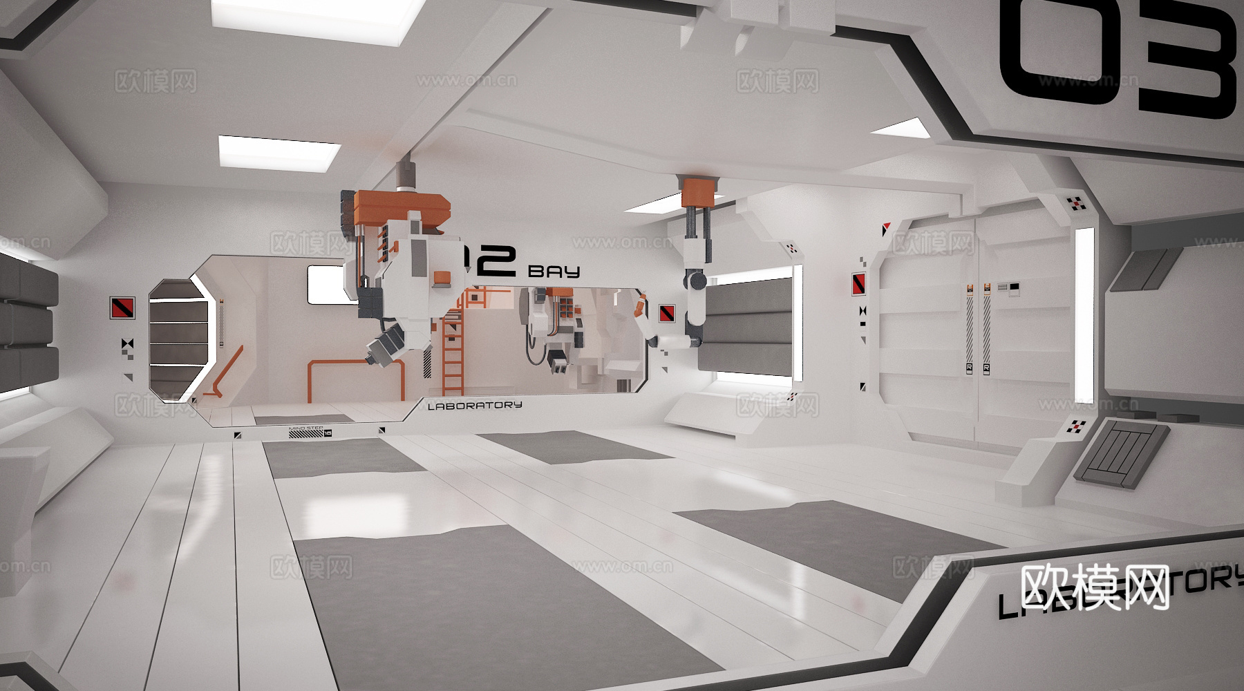工厂实验室 科幻场景 车间 机房 仪器 器材设备3d模型下载（渲染图3）