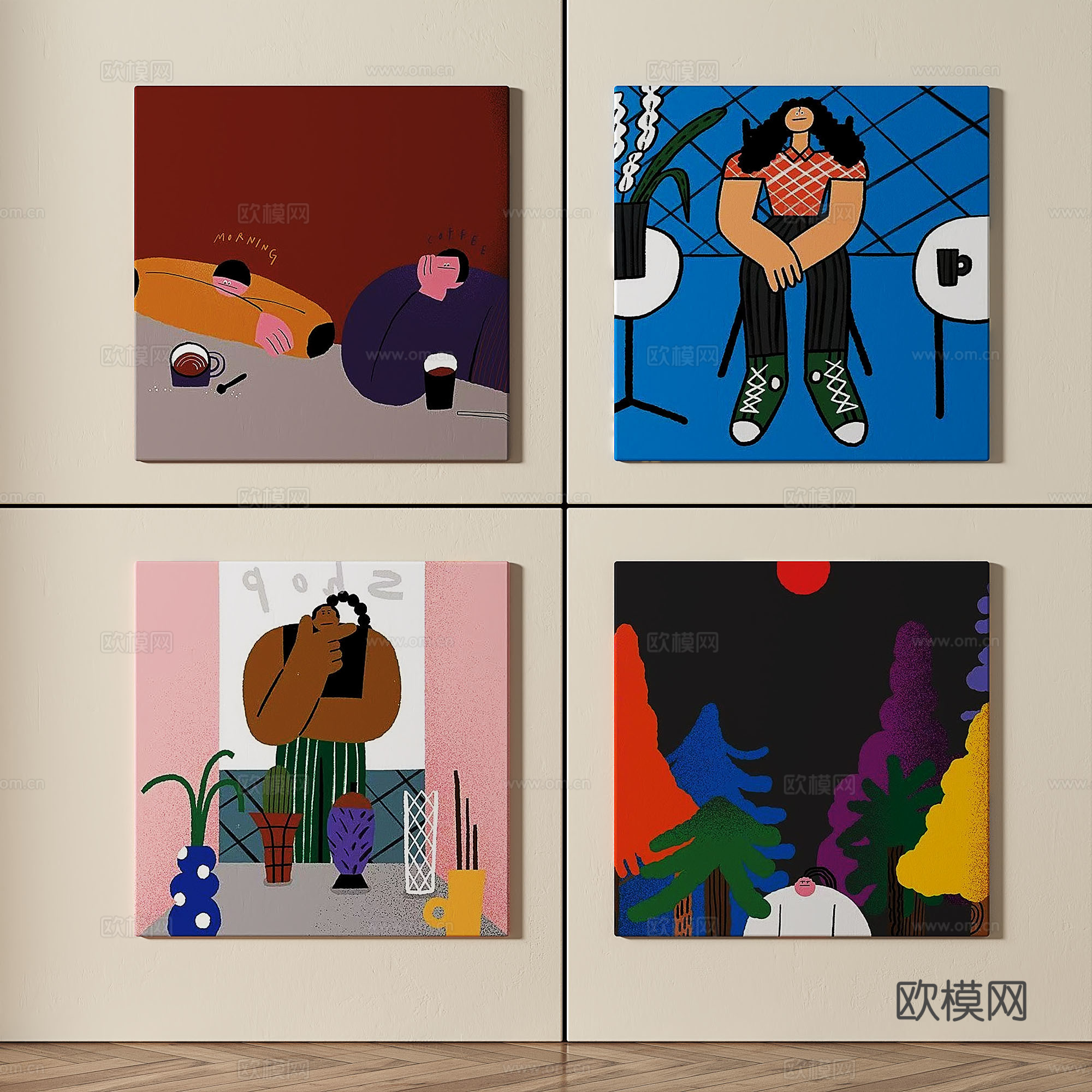 现代，简约，抽象，装饰画免费3d模型