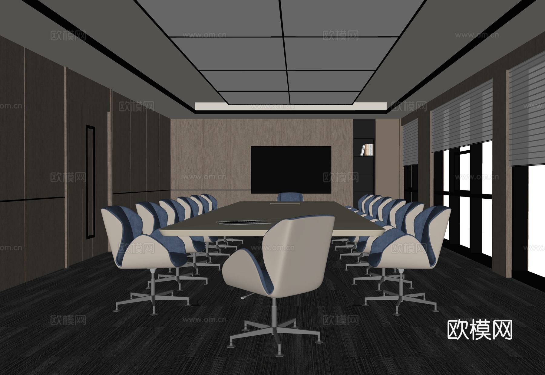 现代会议室 办公椅su模型