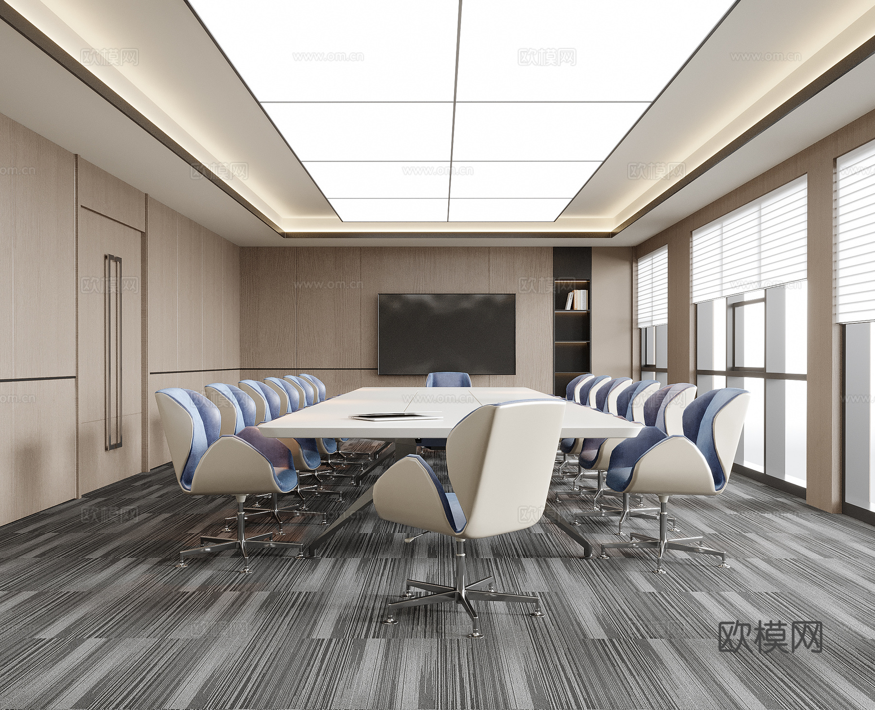 现代会议室 办公椅su模型