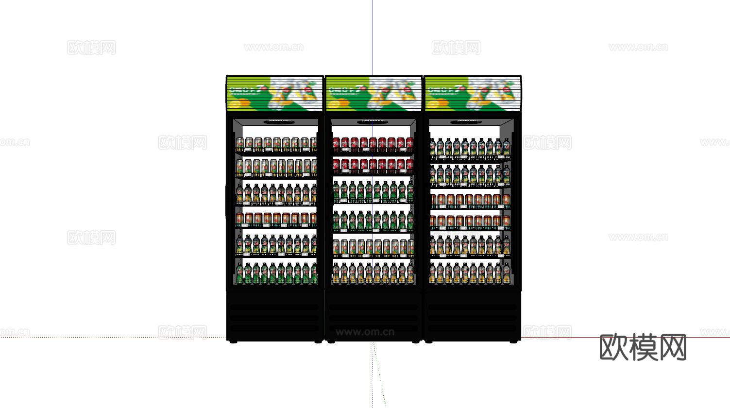 饮料柜 冷饮柜 啤酒饮料矿泉水 冷藏柜 保鲜柜 冰柜 冷柜su模型