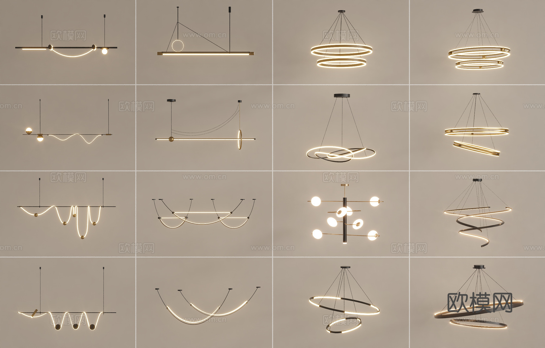 现代吊灯组合su模型
