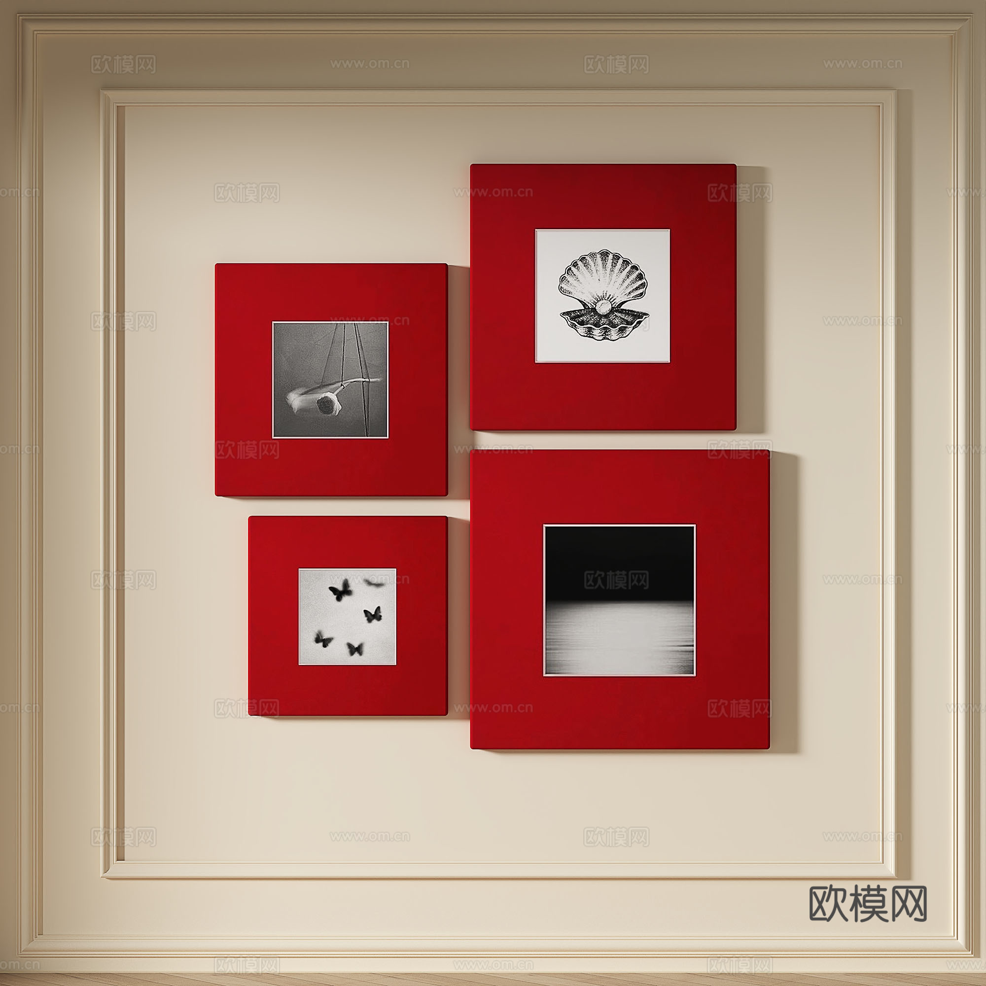 现代，简约，抽象，组合，装饰画免费3d模型