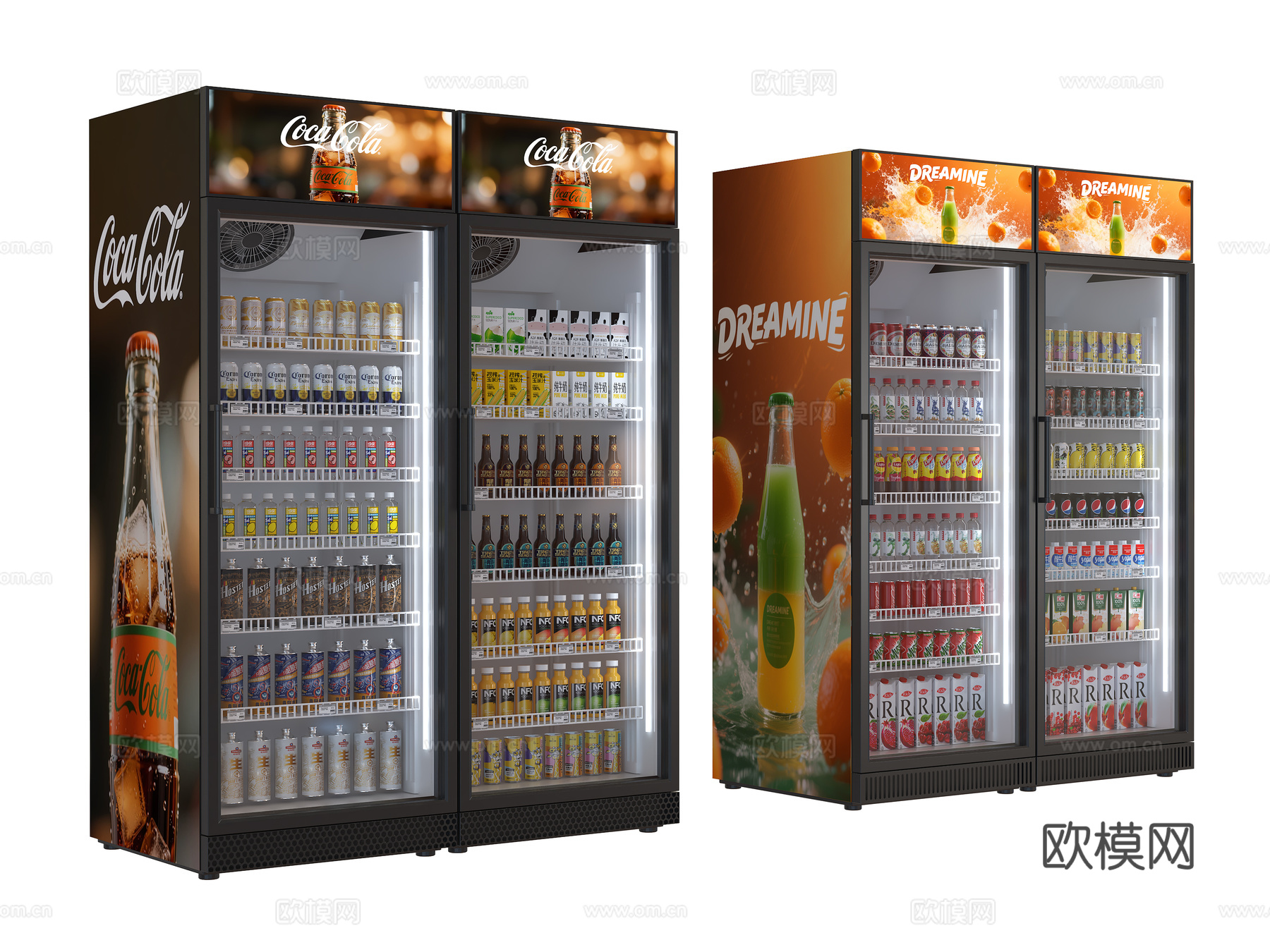 饮料柜 冷饮柜  啤酒饮料矿泉水 冷藏柜 保鲜柜 冰柜 冷柜su模型