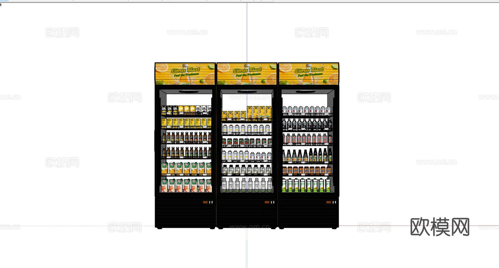 饮料柜 冷饮柜  啤酒饮料矿泉水 冷藏柜 保鲜柜 冰柜 冷柜su模型