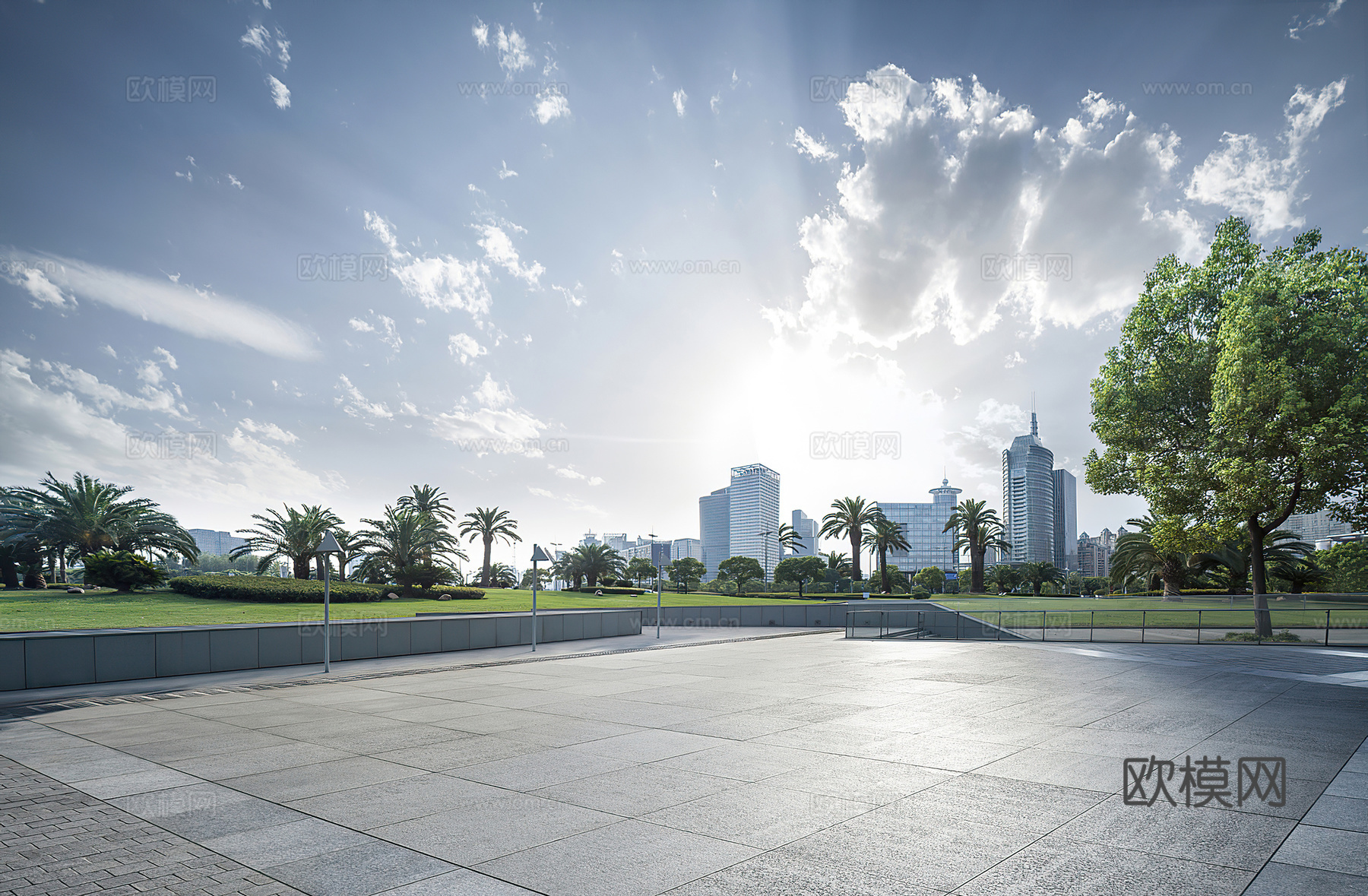 现代城市白天外景道路外景