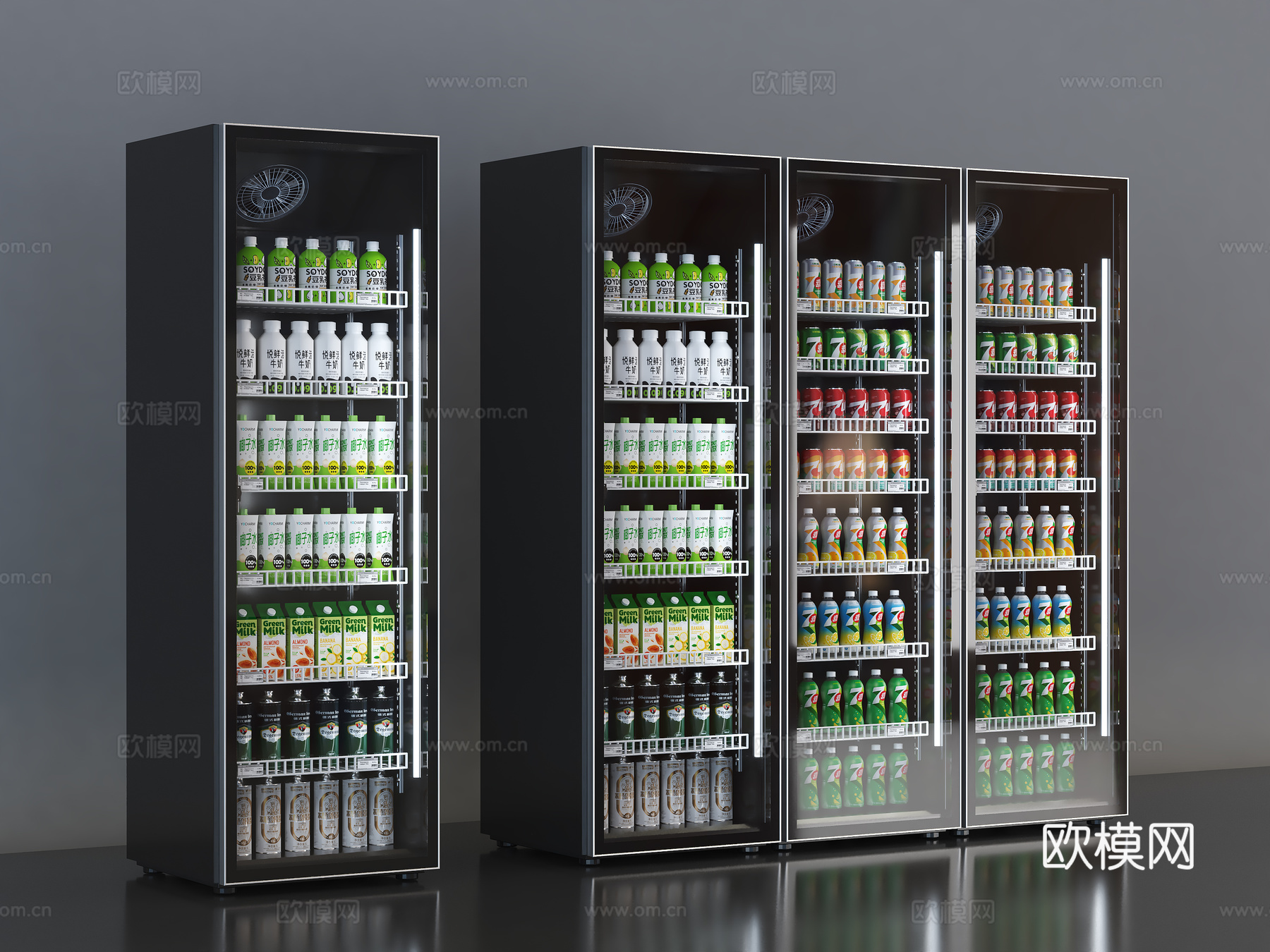 饮料柜 冷饮柜  啤酒饮料矿泉水 冷藏柜 保鲜柜 冰柜 冷柜3d模型下载（渲染图1）