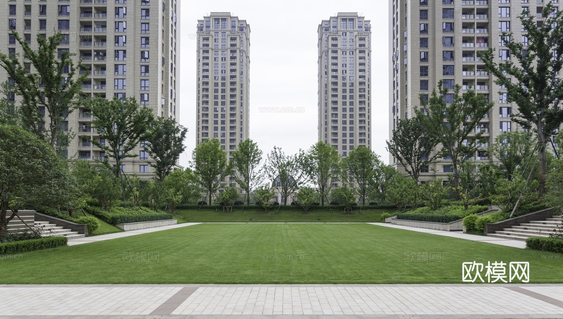 现代白天小区外景天空外景公园外景