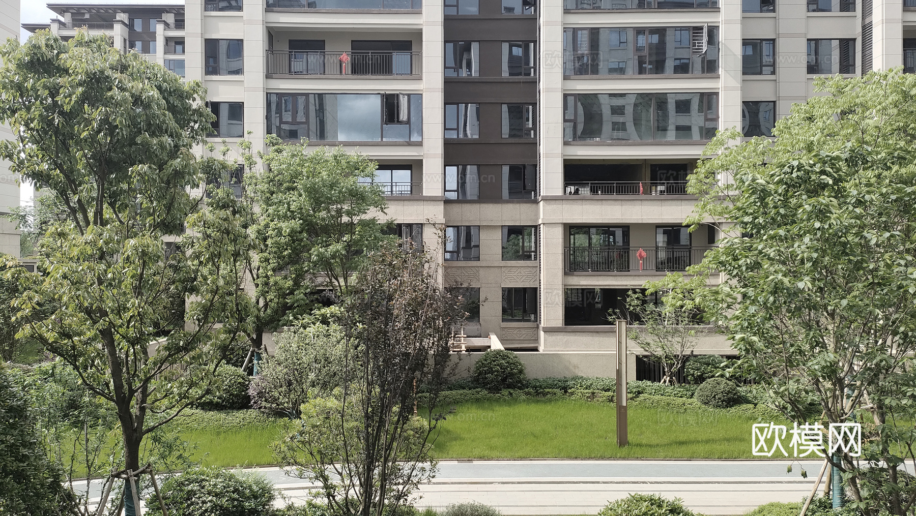 现代白天小区外景庭院外景别墅外景