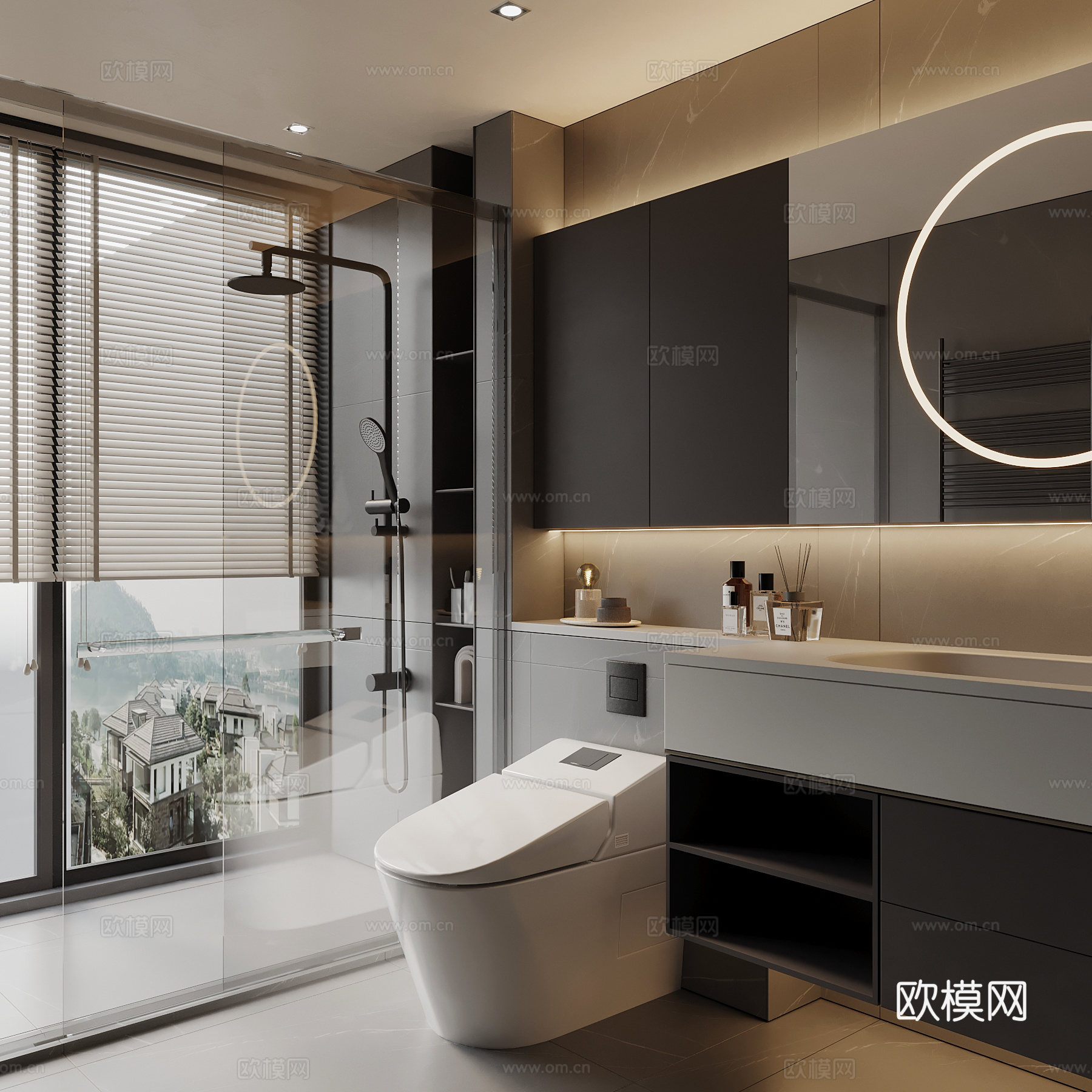 现代意式卫生间 浴室柜3d模型下载